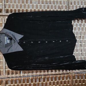Harold's Black Velvet Button-Down Shirt